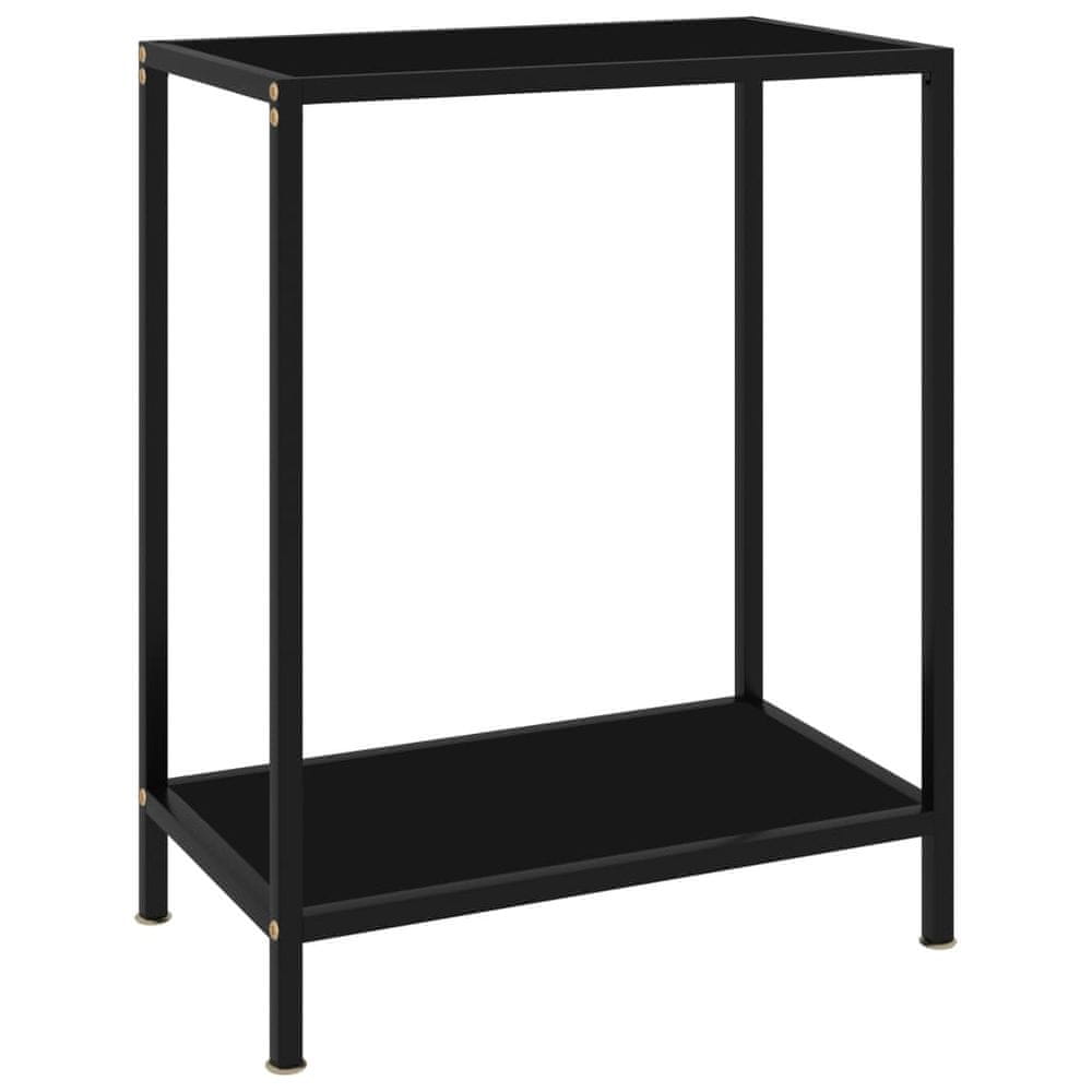 Vidaxl Konzolový stolík, čierny 60x35x75 cm, tvrdené sklo
